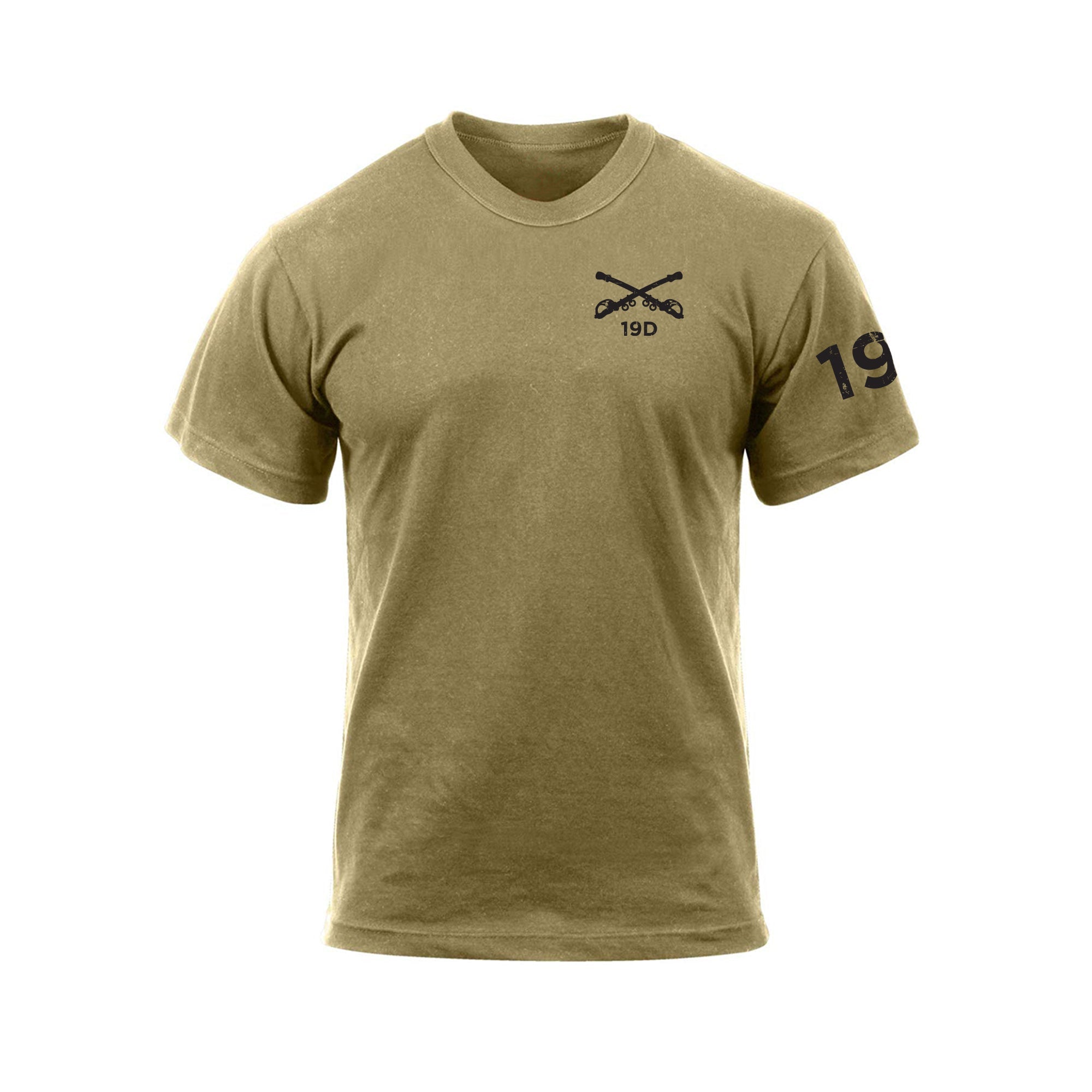 MOS Apparel 19D Cavalry Scout t-shirt in coyote brown, veteran-owned military apparel